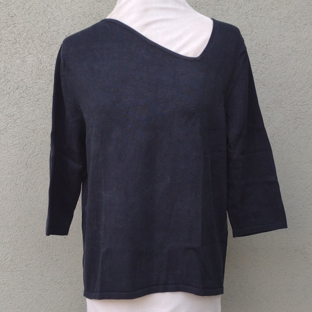 Flawed August Silk Black Asymmetrical Silk Blend Knit Top L